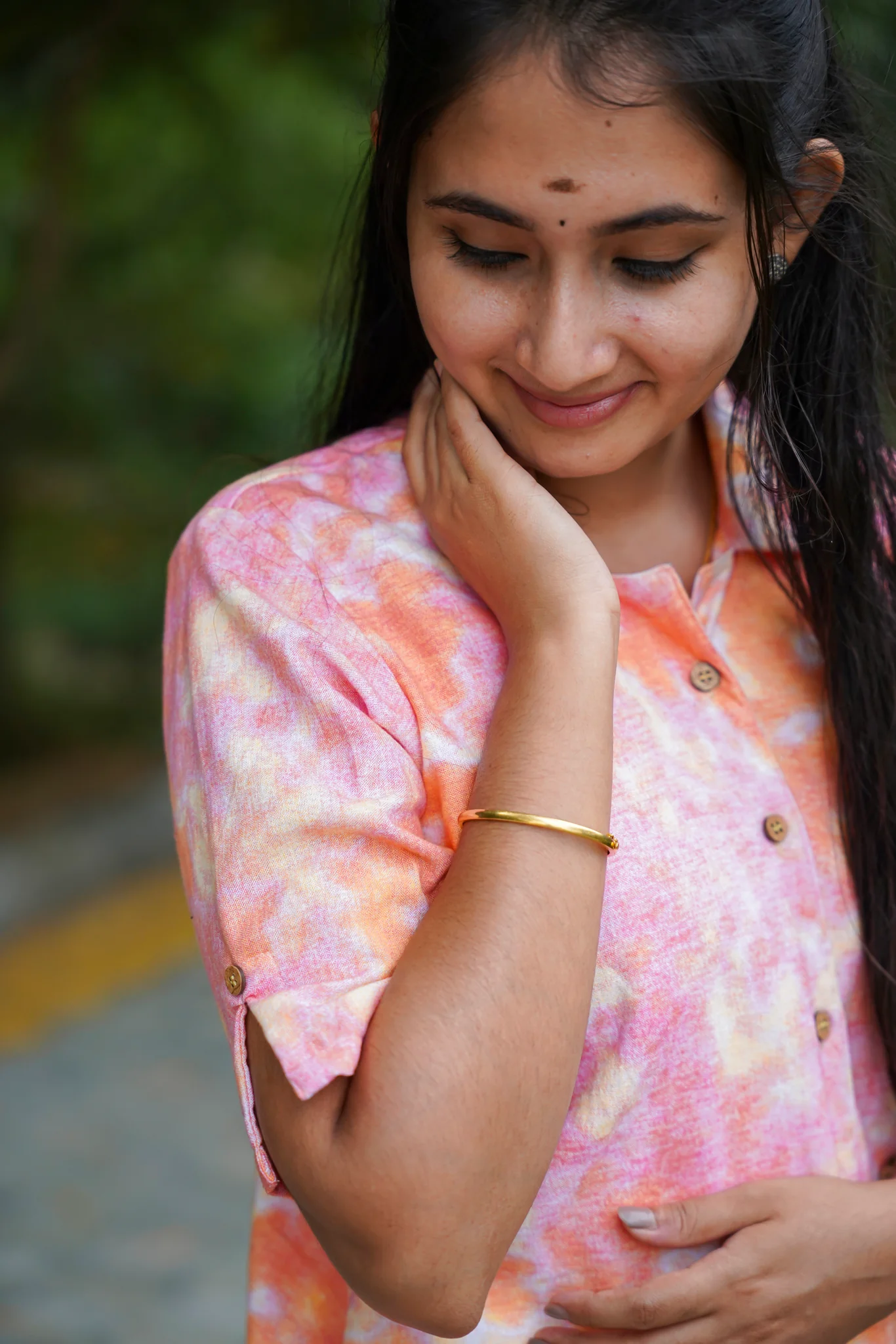 Cotton Kurti - Tie and Die- Cotton Lining- Candy - Image 2