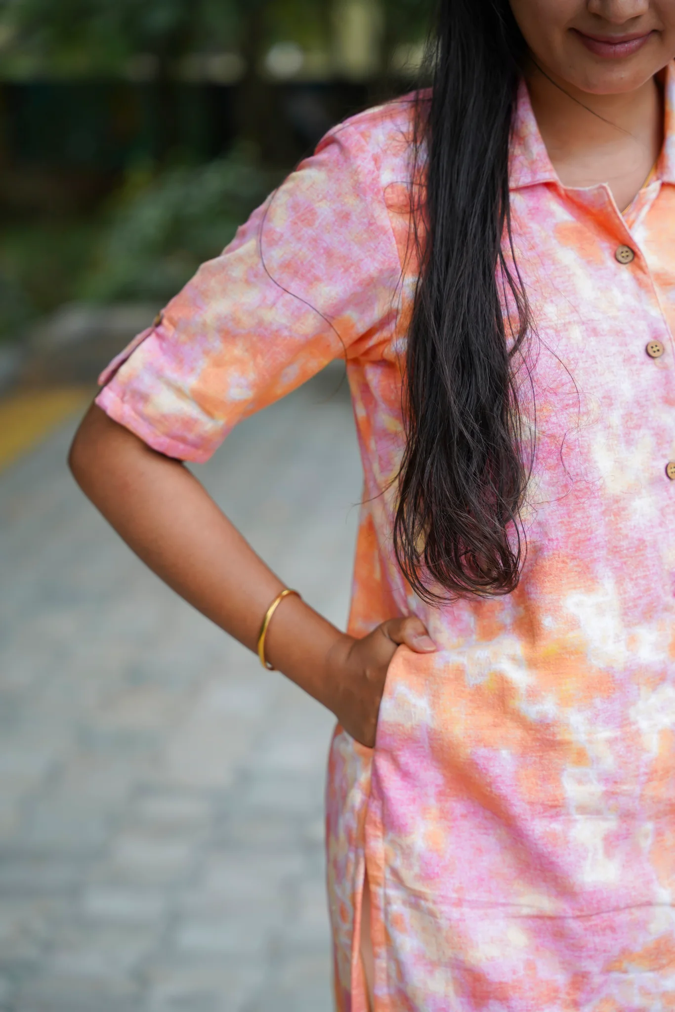 Cotton Kurti - Tie and Die- Cotton Lining- Candy - Image 4