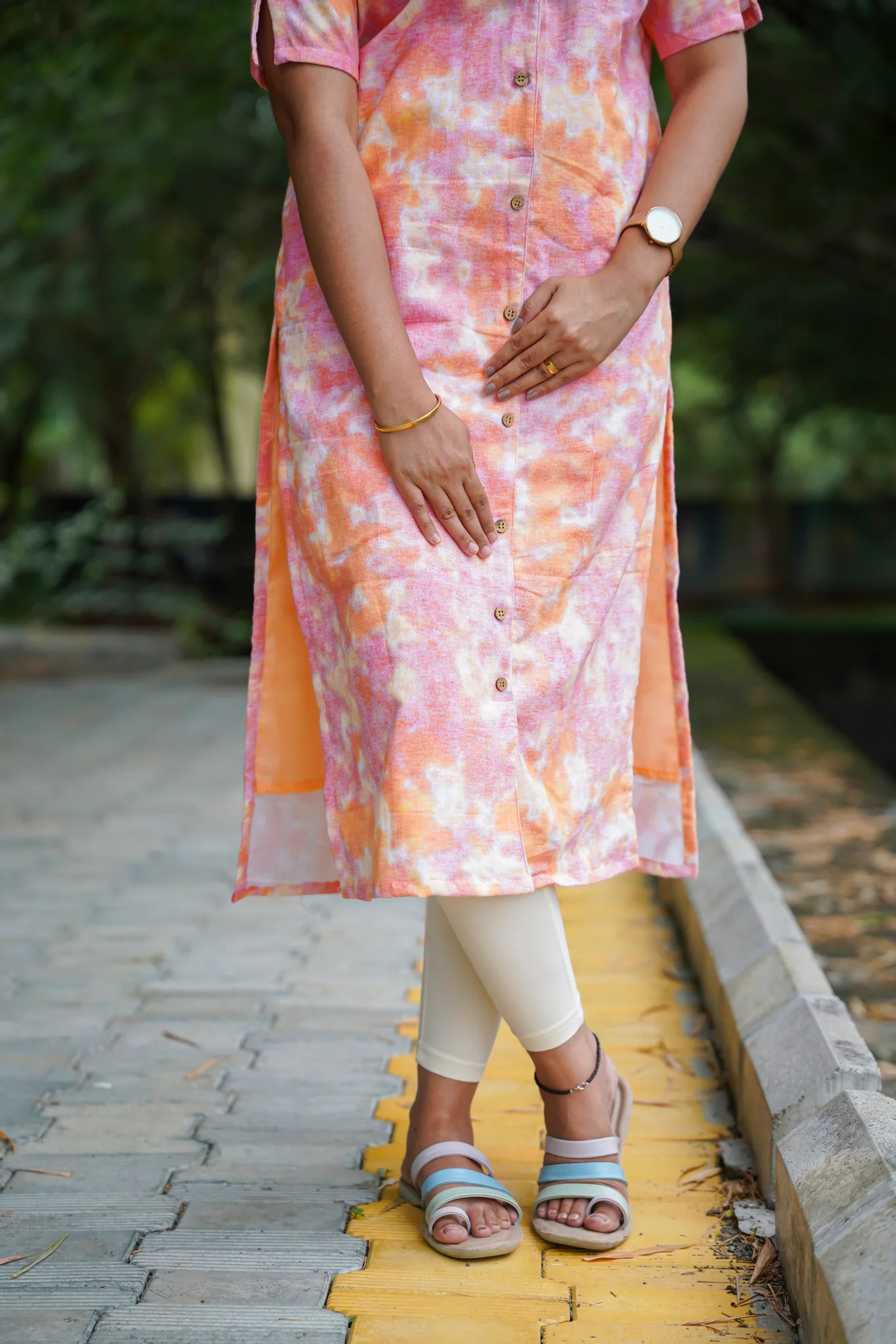 Cotton Kurti - Tie and Die- Cotton Lining- Candy - Image 5