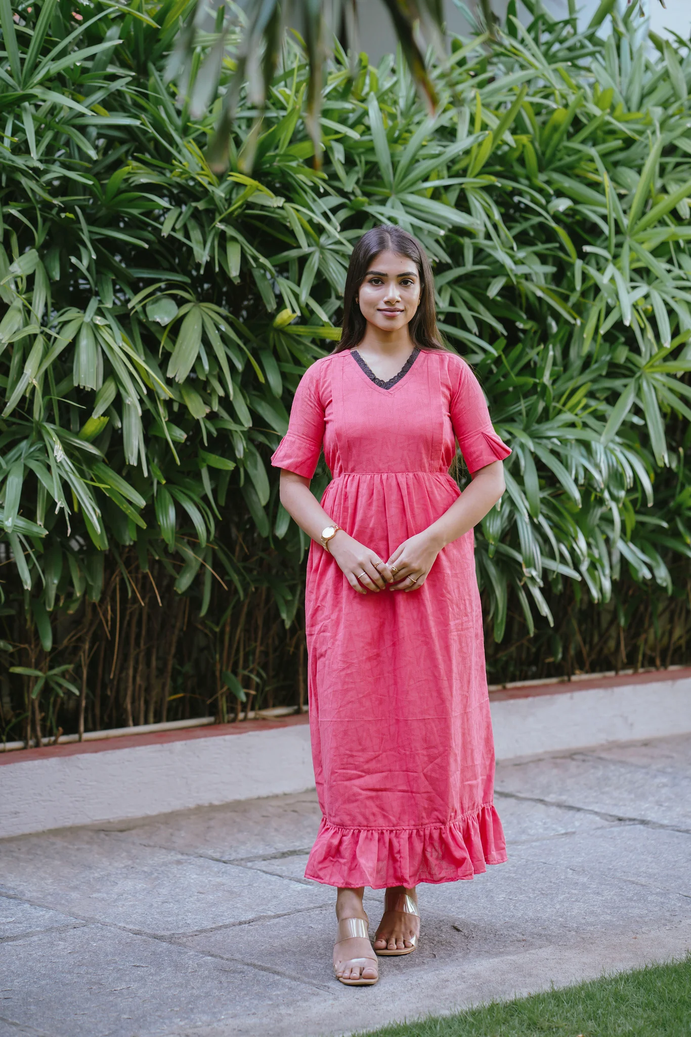 Maternity Gown - Coral Rose