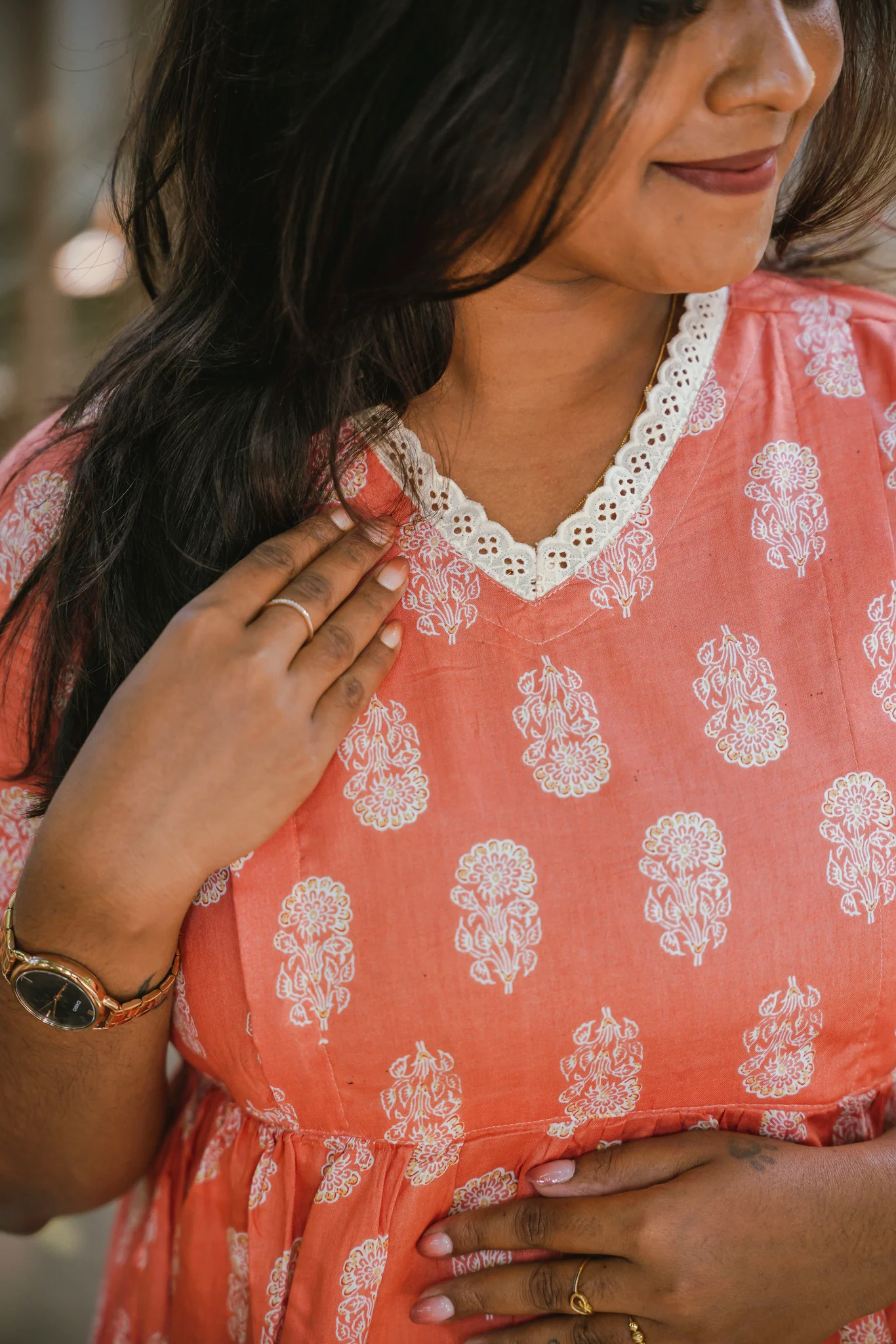 Maternity Gown - Coral Whisper - Image 2