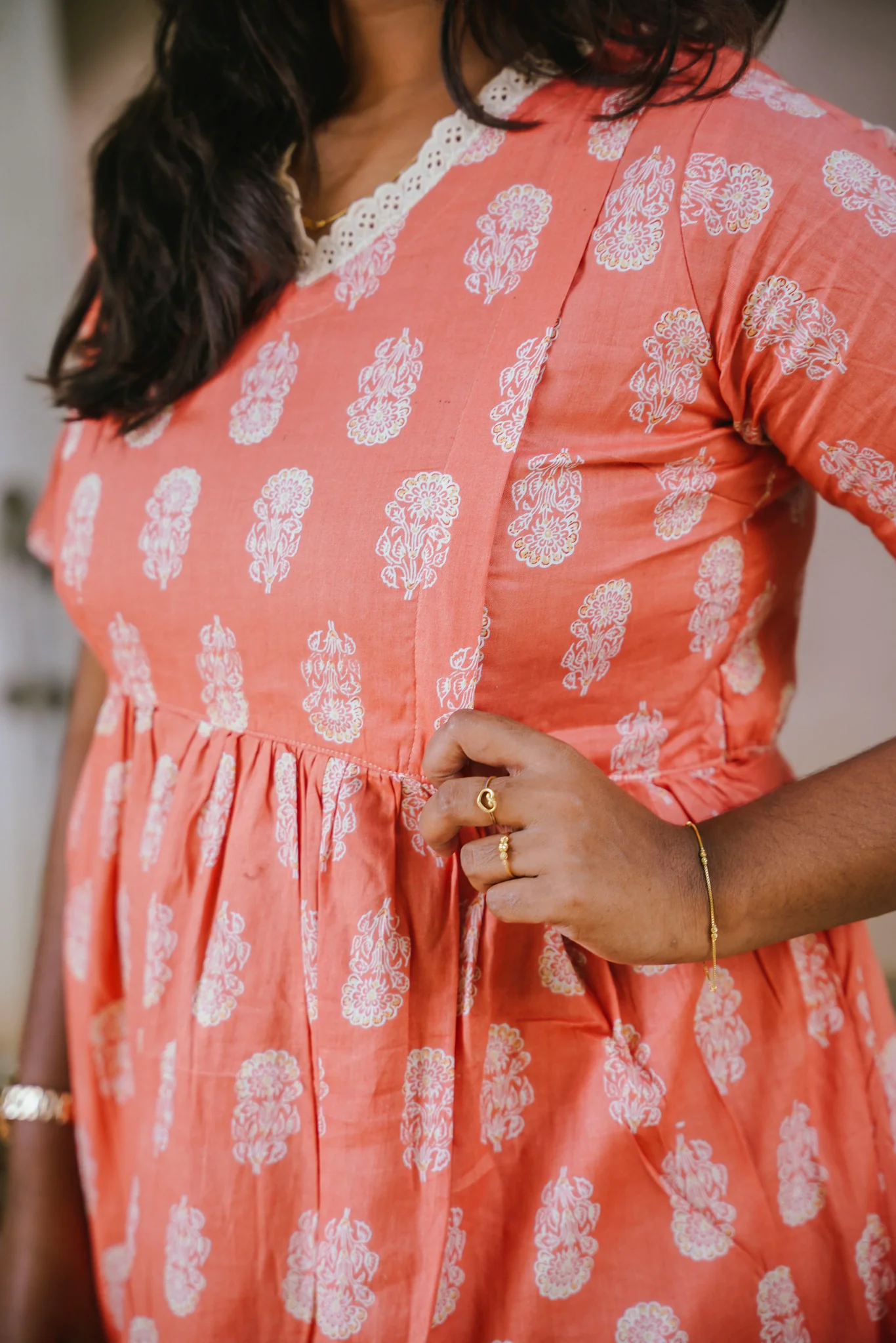 Maternity Gown - Coral Whisper - Image 5