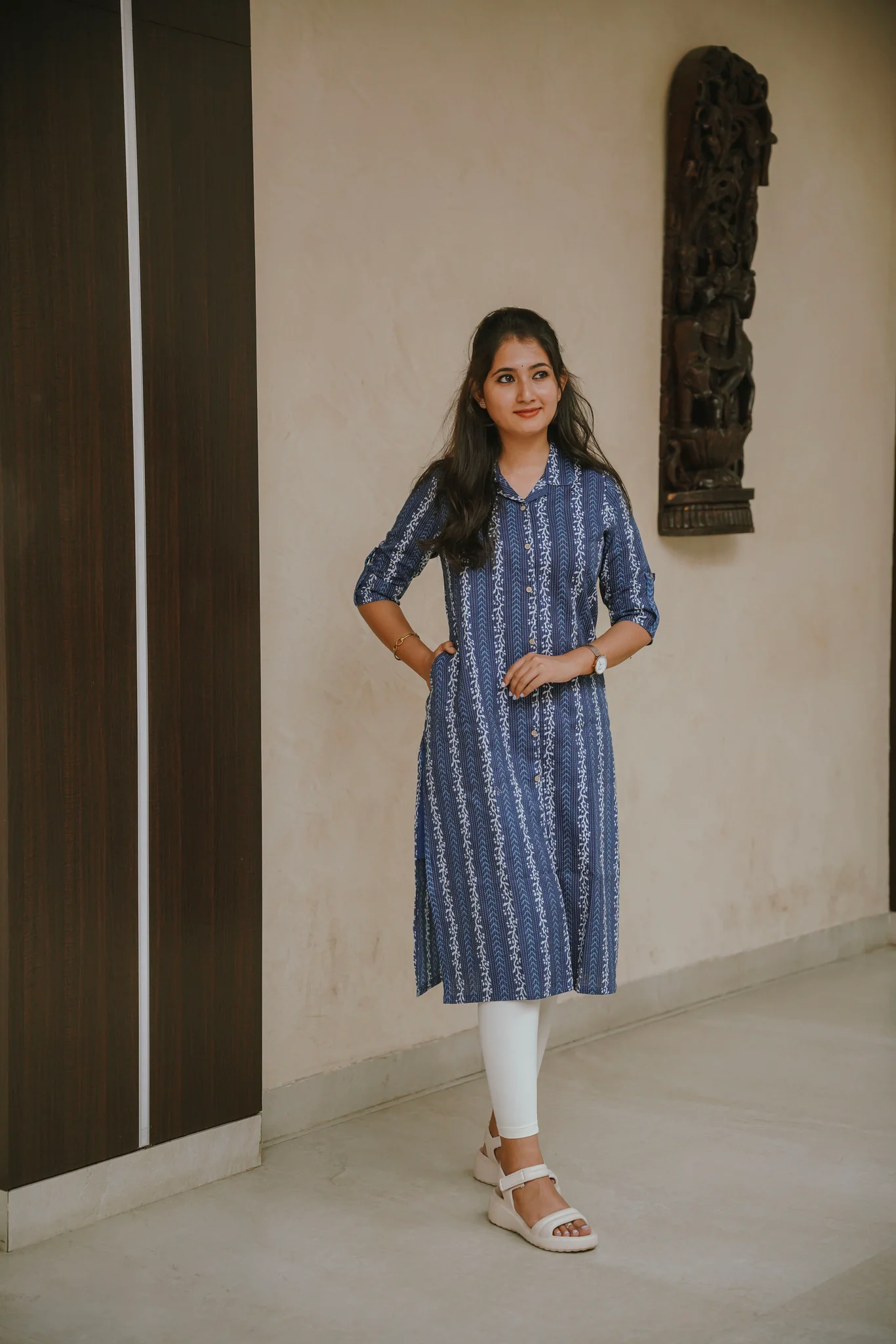 Kantha Cotton Kurti - Indigo Vine