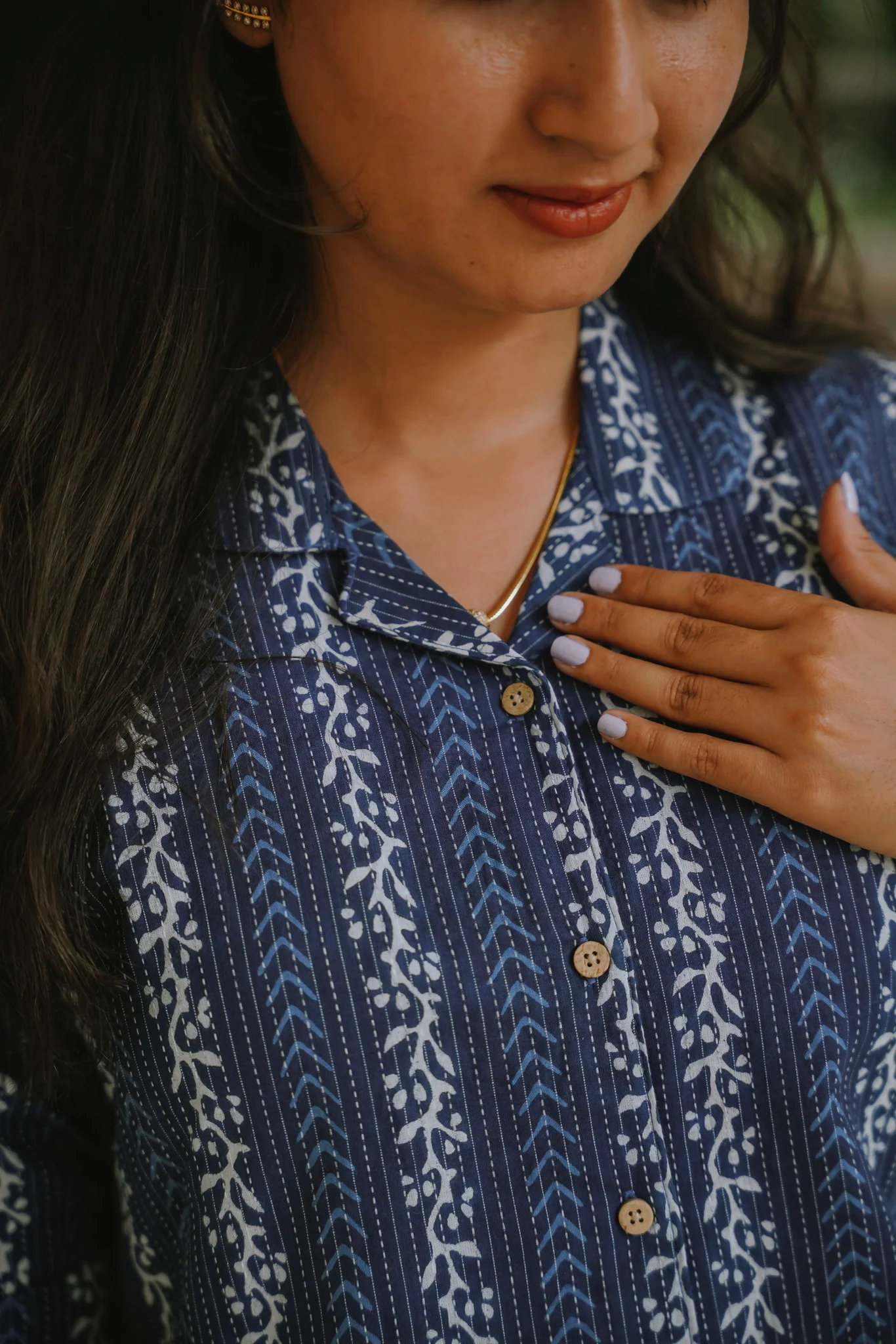Kantha Cotton Kurti - Indigo Vine - Image 2