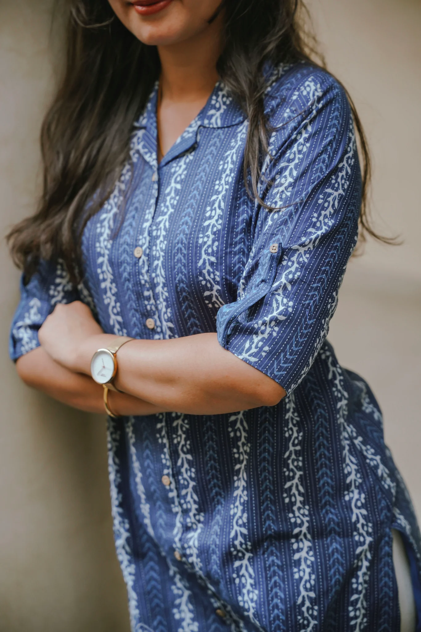 Kantha Cotton Kurti - Indigo Vine - Image 4