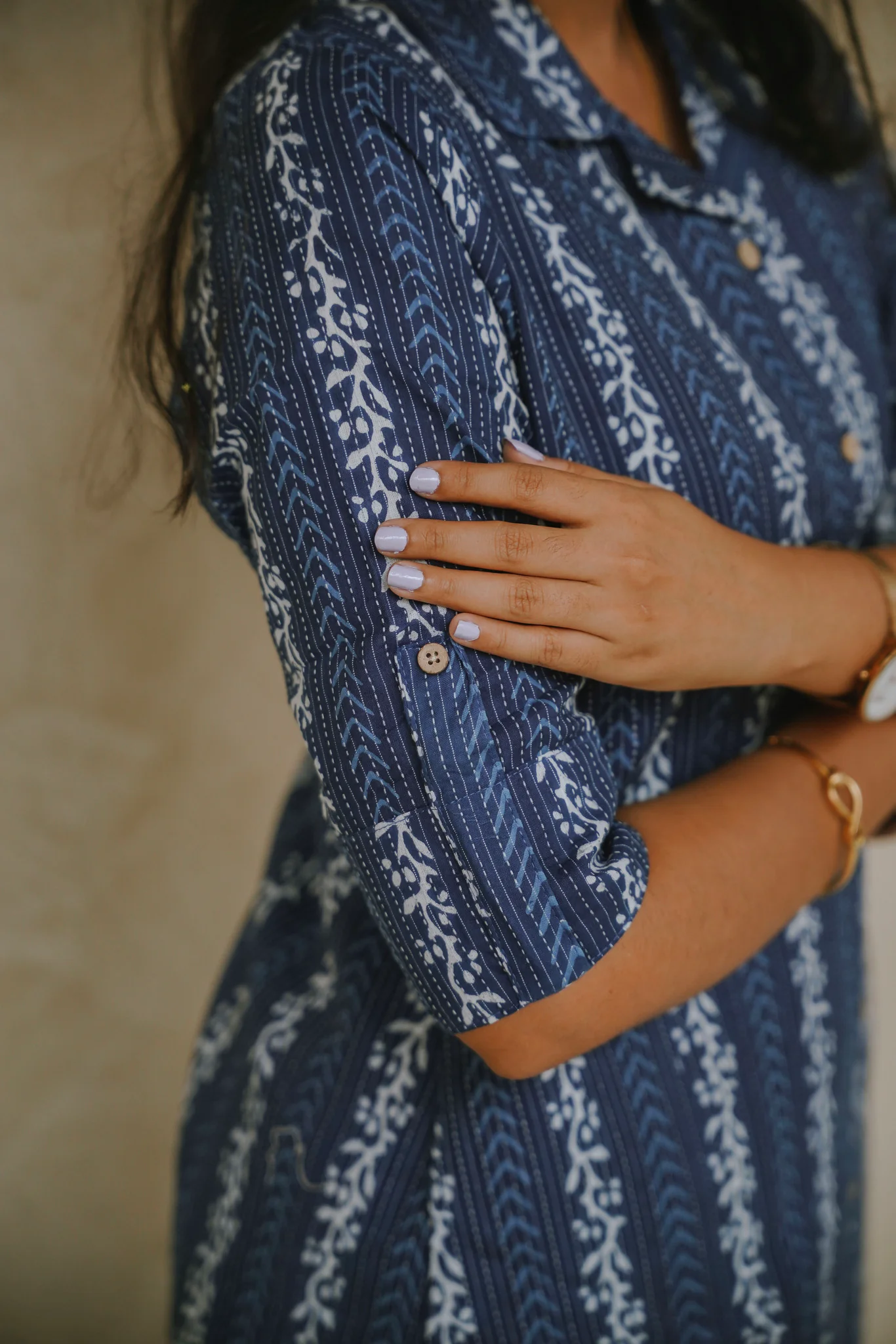 Kantha Cotton Kurti - Indigo Vine - Image 5