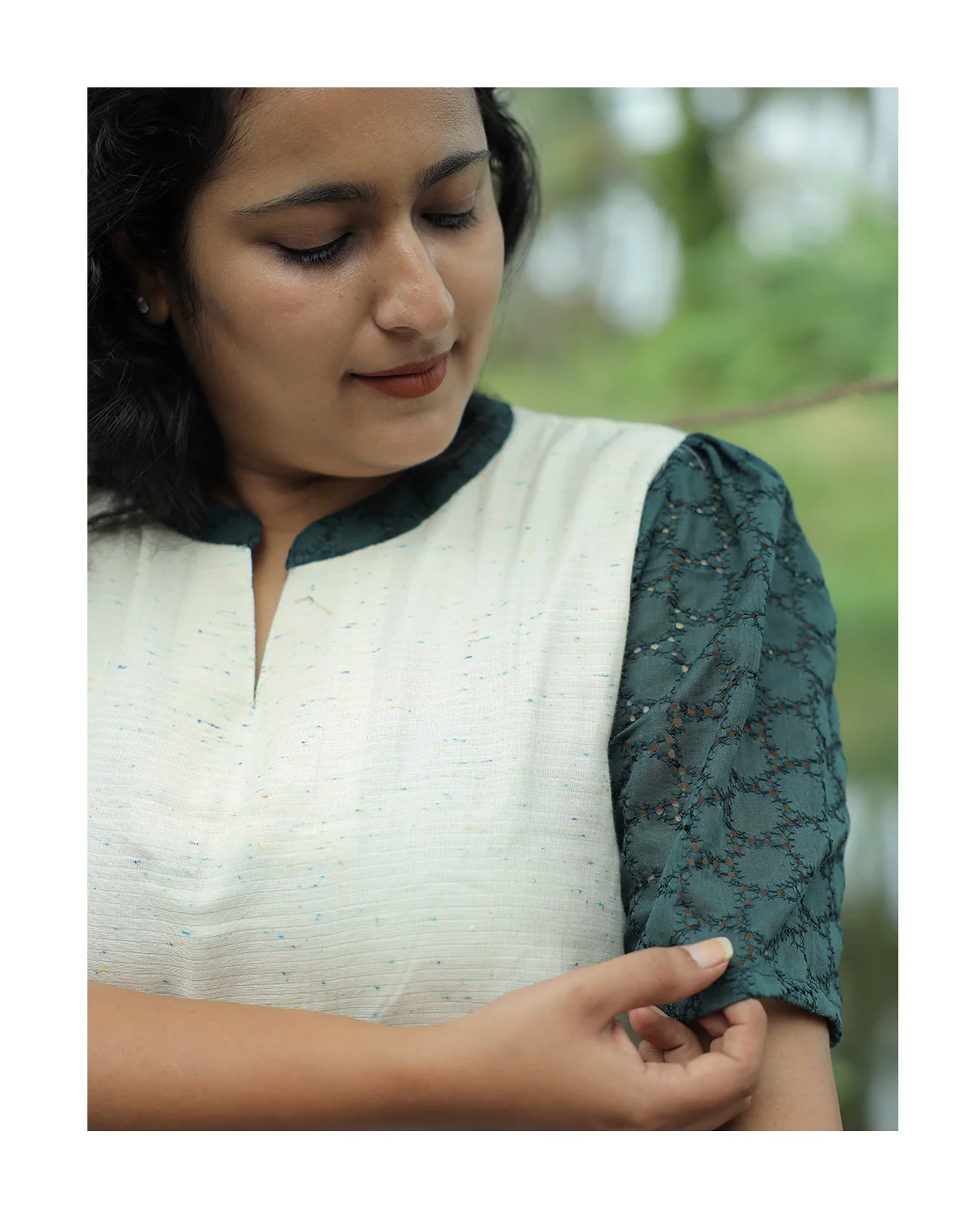Office wear kurti - with cotton lining - Neem