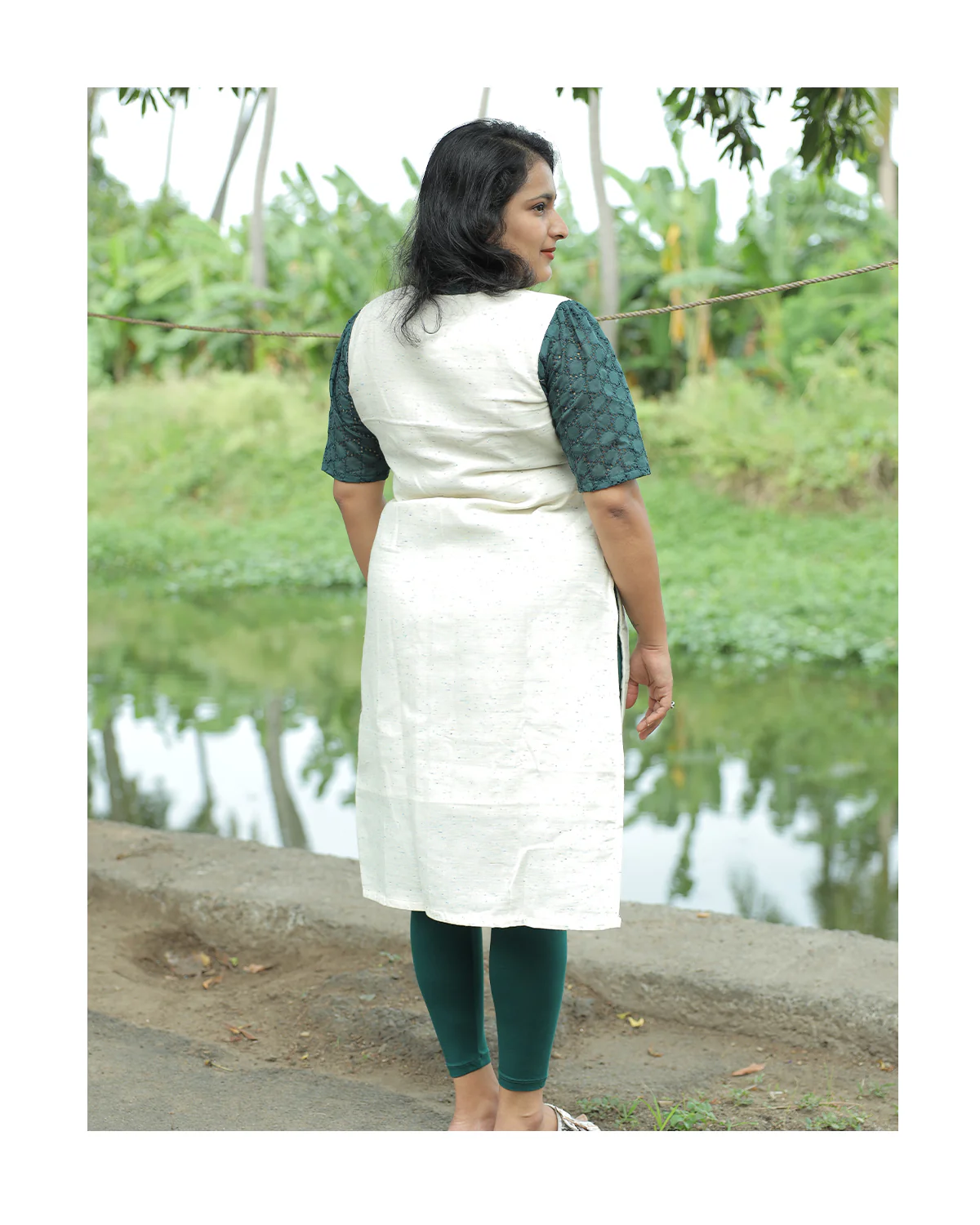 Office wear kurti - with cotton lining - Neem - Image 4