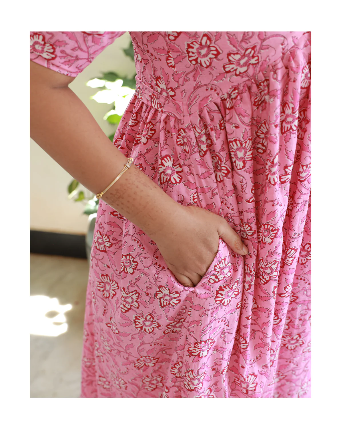 Normal cotton gown/maxi - cotton lining - Pink petal - Image 4
